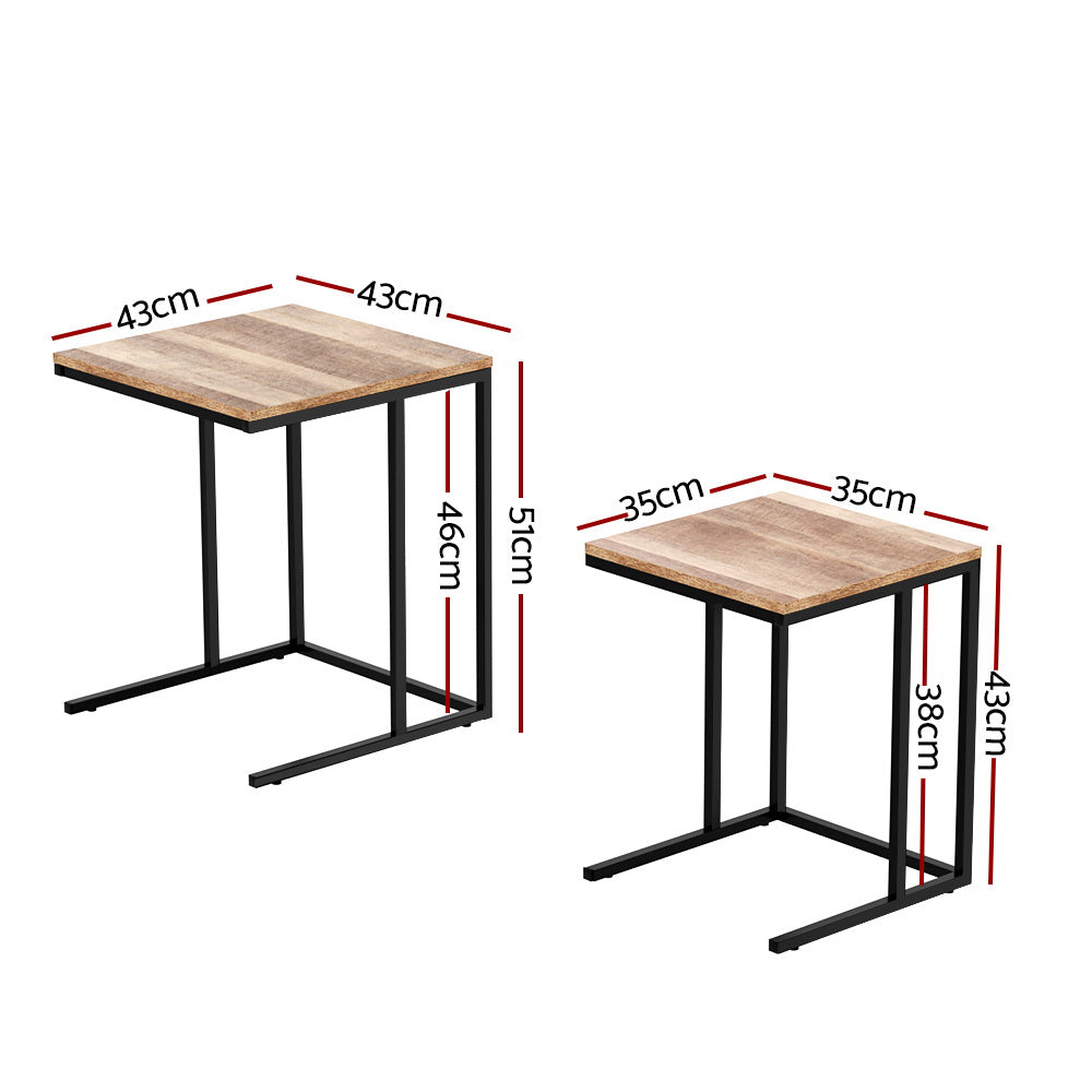 Artiss Nesting Coffee Table Sef of 2 Walnut Brok - Cosy Abode