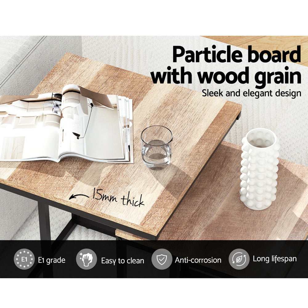 Artiss Nesting Coffee Table Sef of 2 Walnut Brok - Cosy Abode