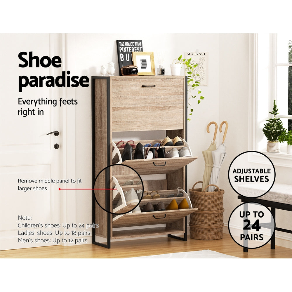 Artiss Shoe Rack Cabinet 24 Pairs Adjustable Shelves Tim - Cosy Abode