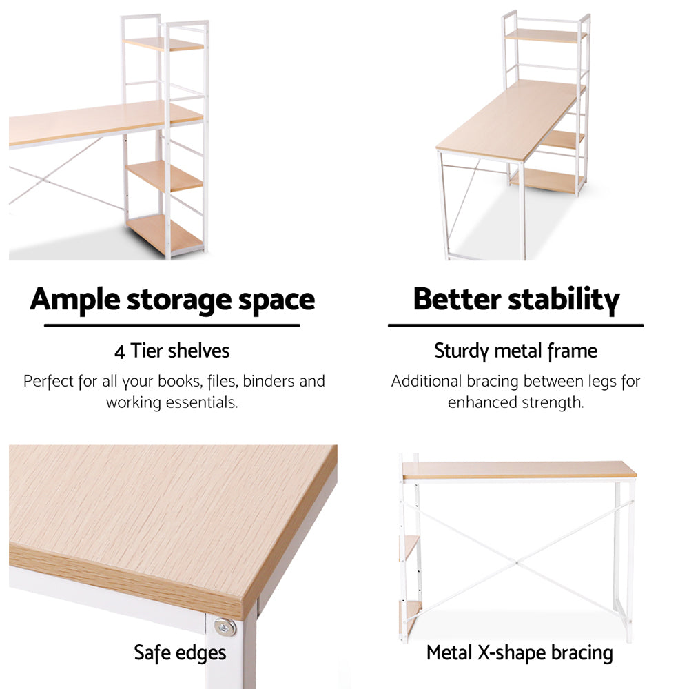 Artiss Computer Desk Shelf Oak 120CM - Cosy Abode