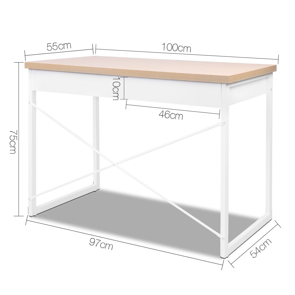 Artiss Computer Desk Drawer Storage Oak 100CM - Cosy Abode
