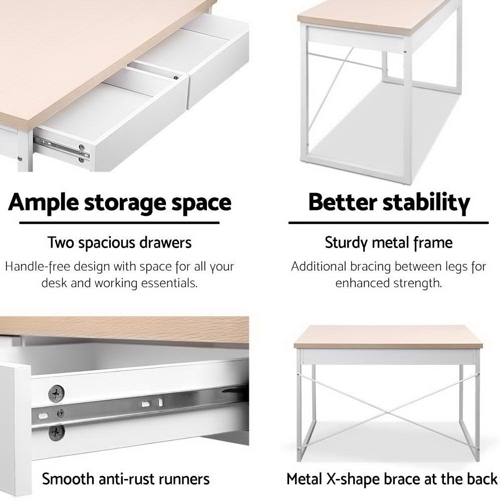Artiss Computer Desk Drawer Storage Oak 100CM - Cosy Abode