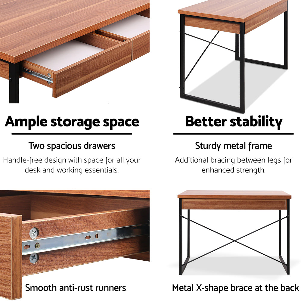 Artiss Computer Desk Drawer Storage Walnut 100CM - Cosy Abode