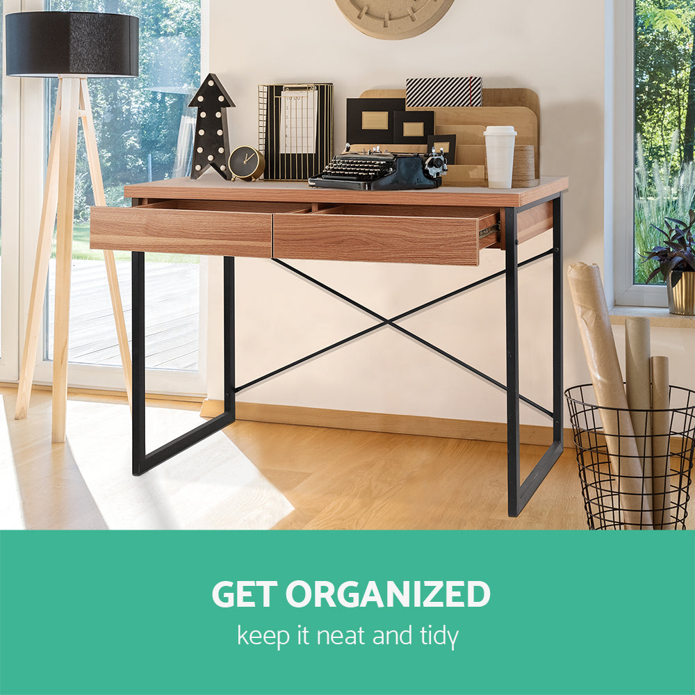 Artiss Computer Desk Drawer Storage Walnut 100CM - Cosy Abode