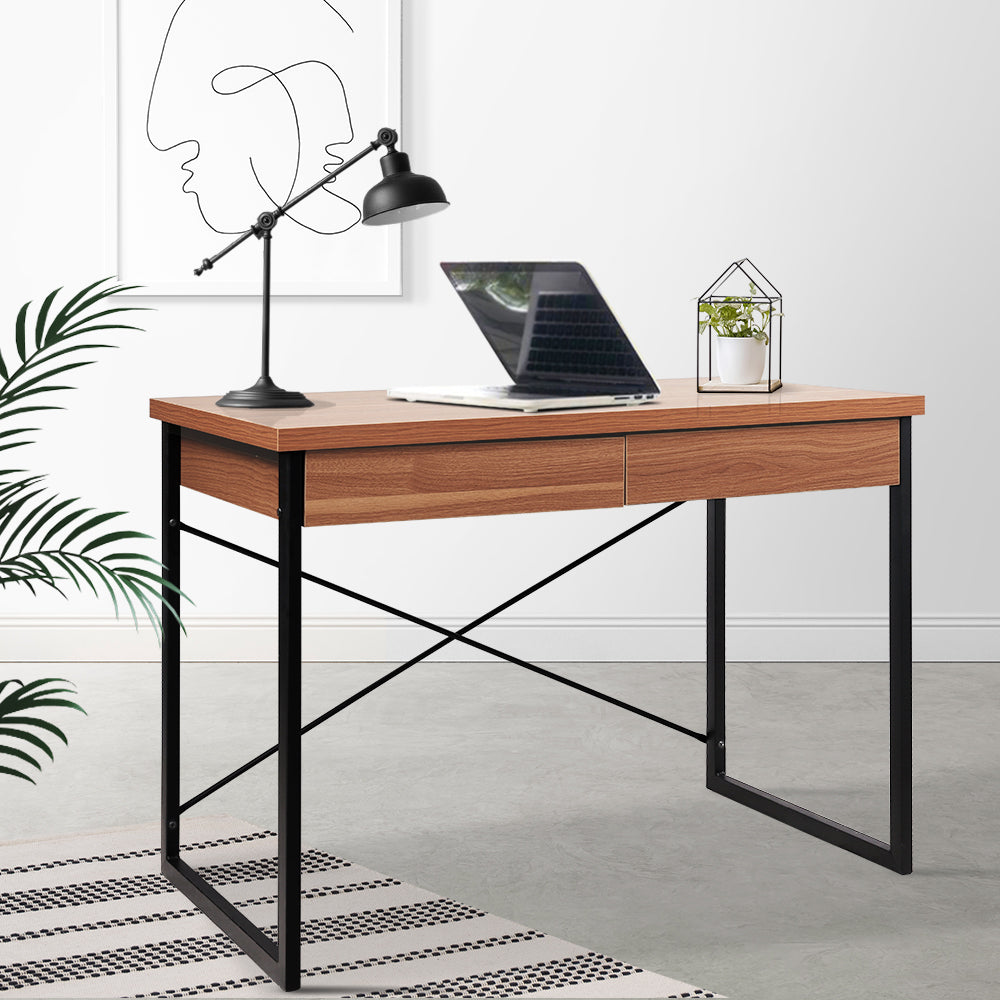 Artiss Computer Desk Drawer Storage Walnut 100CM - Cosy Abode