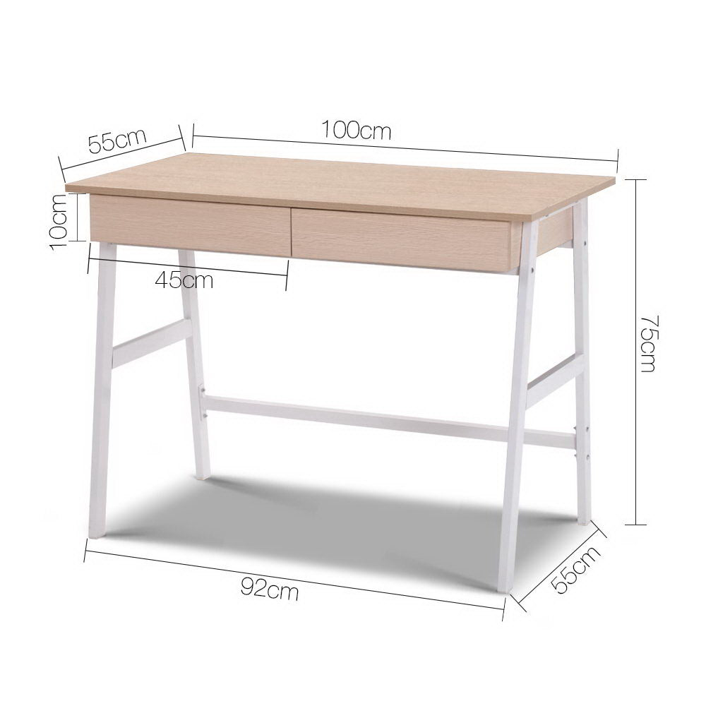 Artiss Computer Desk Drawer Cabinet Oak 100CM - Cosy Abode