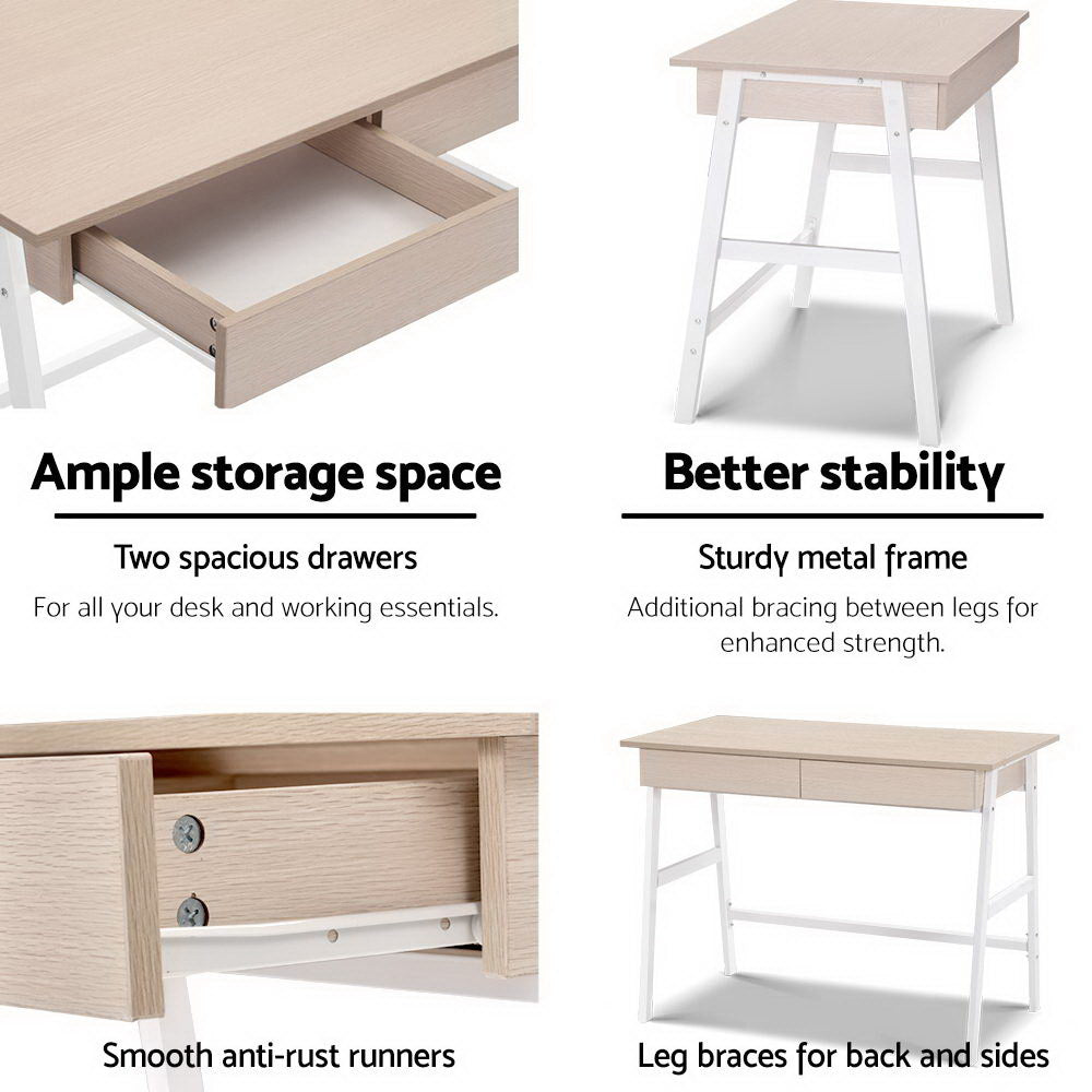 Artiss Computer Desk Drawer Cabinet Oak 100CM - Cosy Abode