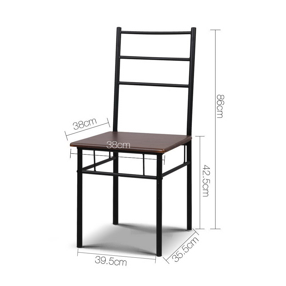 Artiss Breakfast Table And 2 Chairs Set - Walnut - Cosy Abode
