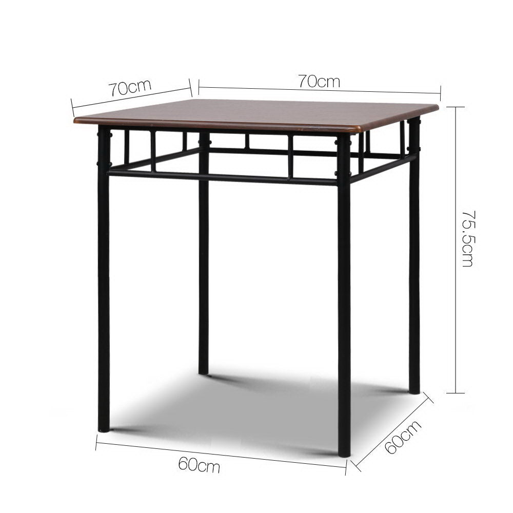 Artiss Breakfast Table And 2 Chairs Set - Walnut - Cosy Abode
