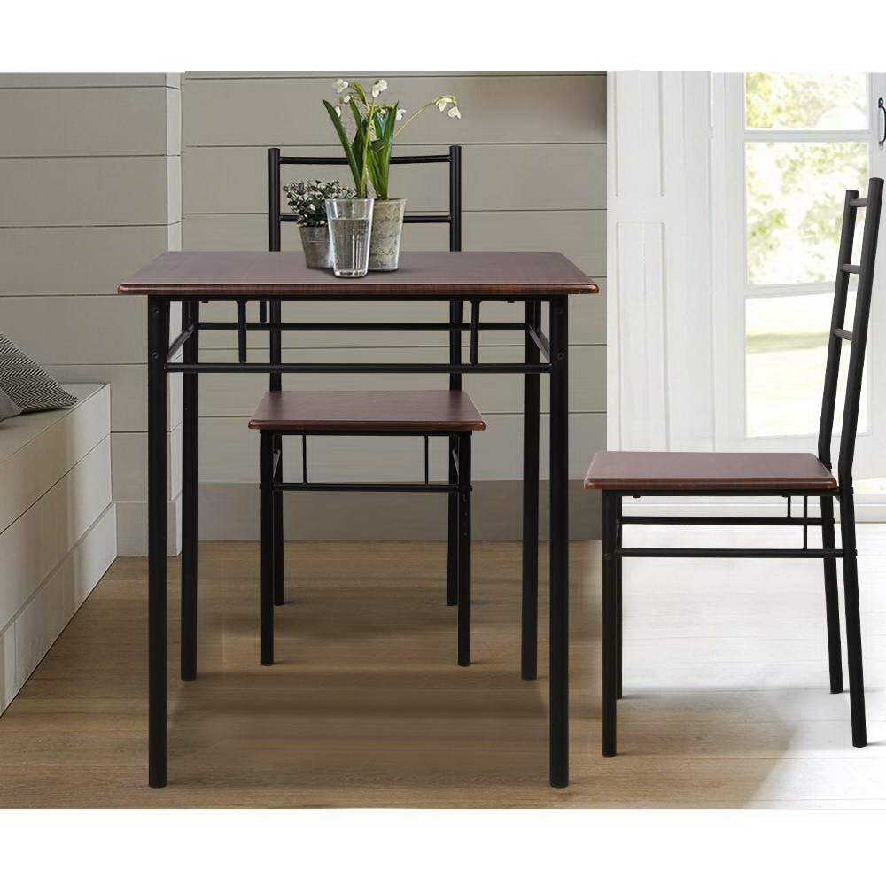 Artiss Breakfast Table And 2 Chairs Set - Walnut - Cosy Abode
