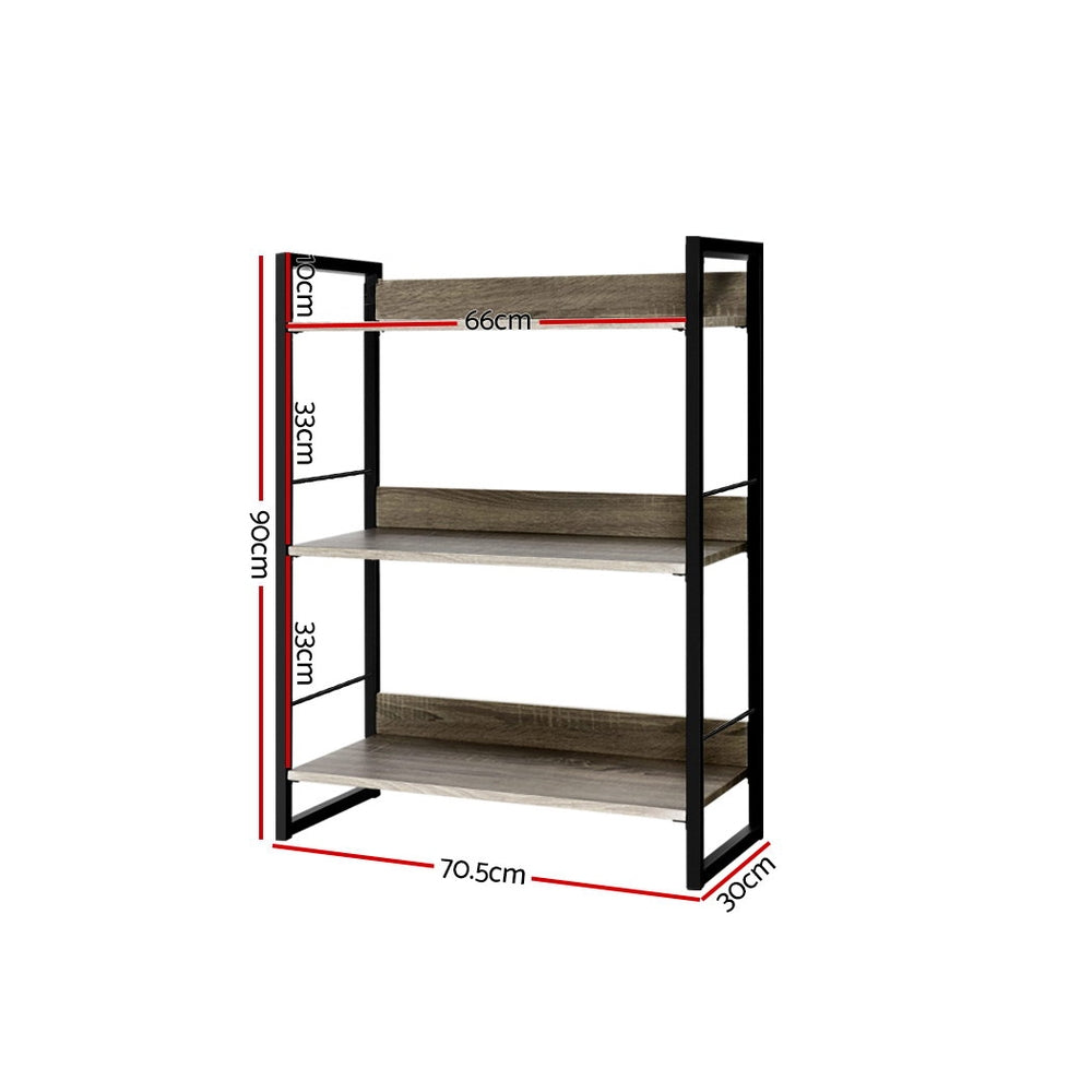 Artiss Bookshelf 3 Tiers - NOE Black and Oak - Cosy Abode