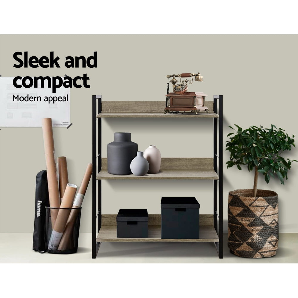 Artiss Bookshelf 3 Tiers - NOE Black and Oak - Cosy Abode