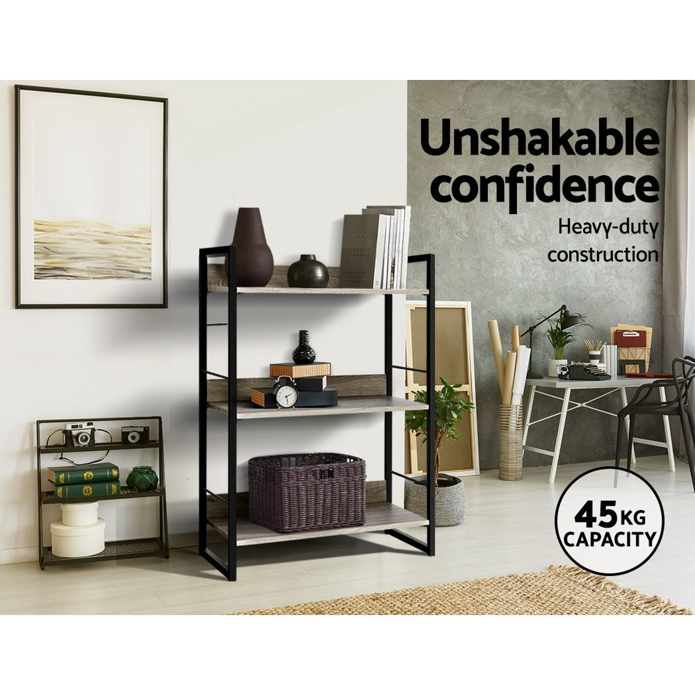Artiss Bookshelf 3 Tiers - NOE Black and Oak - Cosy Abode