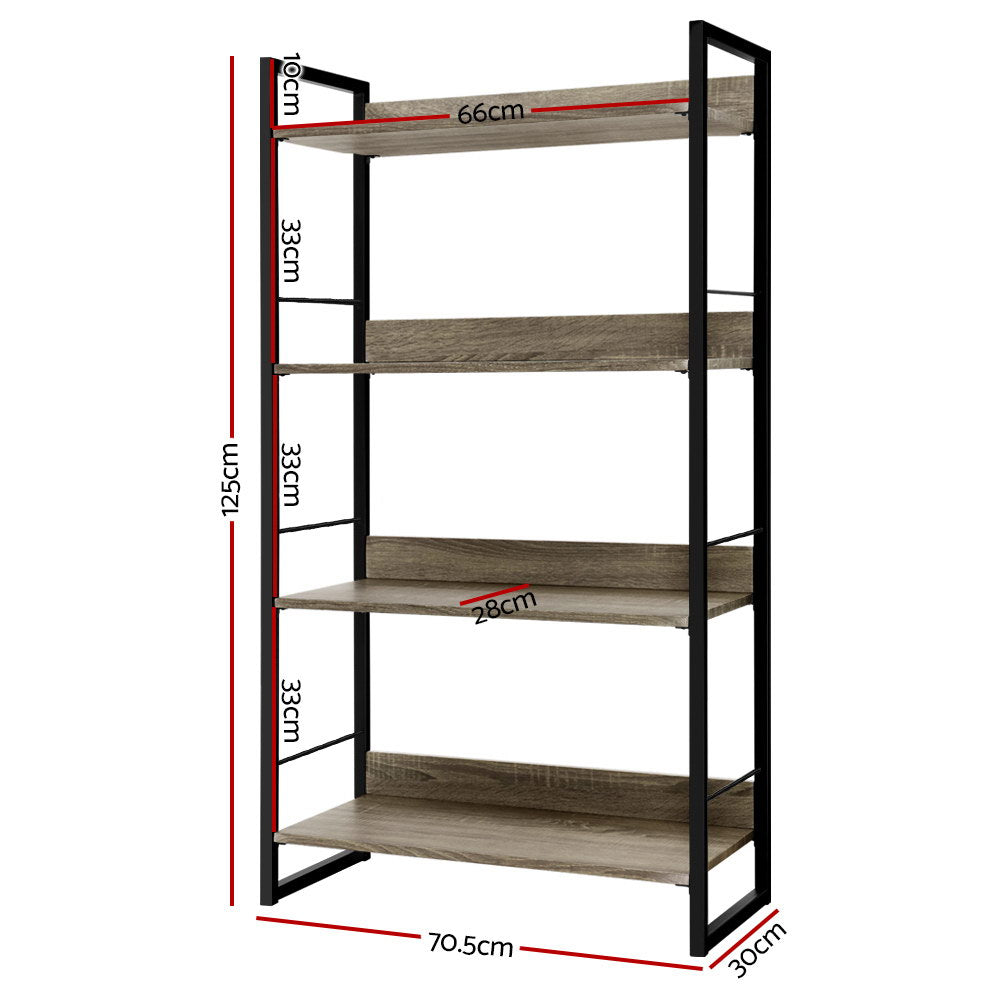 Artiss Bookshelf 4 Tiers - NOE Black and Oak - Cosy Abode