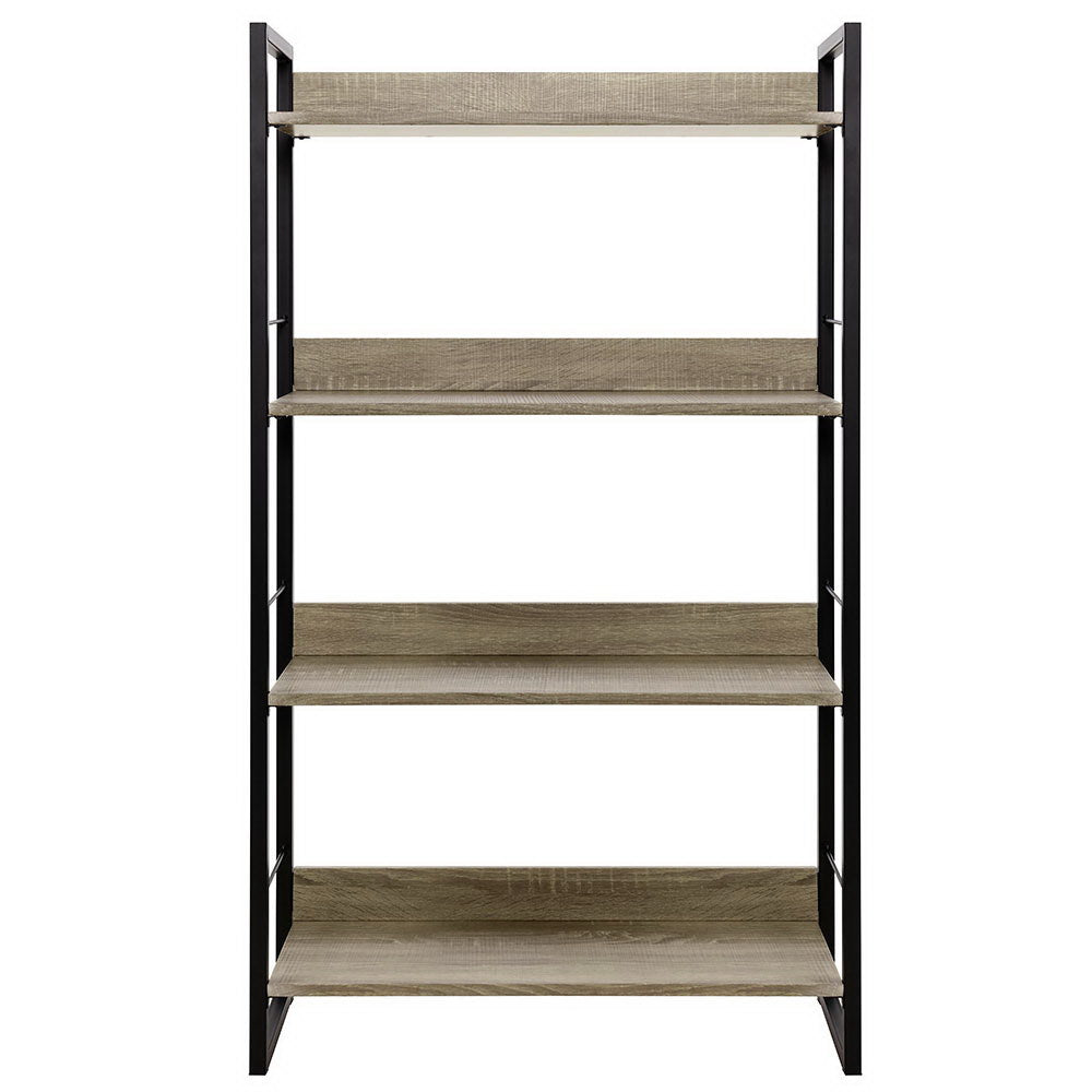 Artiss Bookshelf 4 Tiers - NOE Black and Oak - Cosy Abode