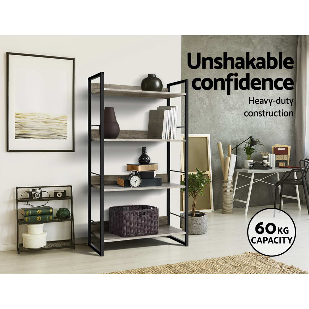 Artiss Bookshelf 4 Tiers - NOE Black and Oak - Cosy Abode