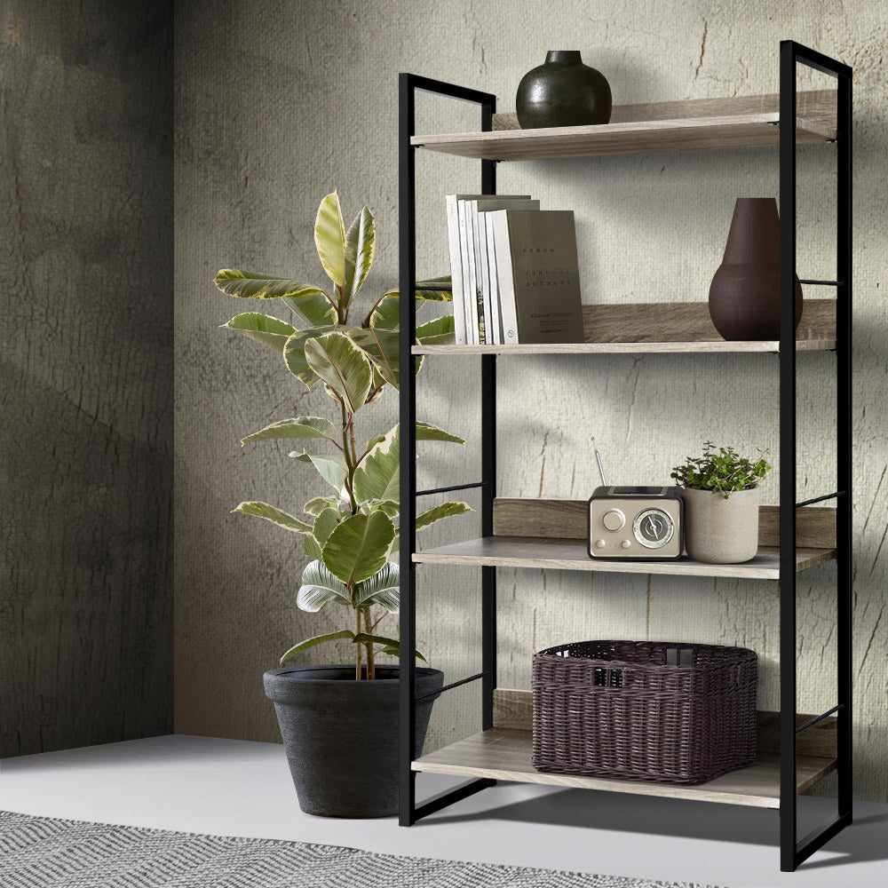 Artiss Bookshelf 4 Tiers - NOE Black and Oak - Cosy Abode