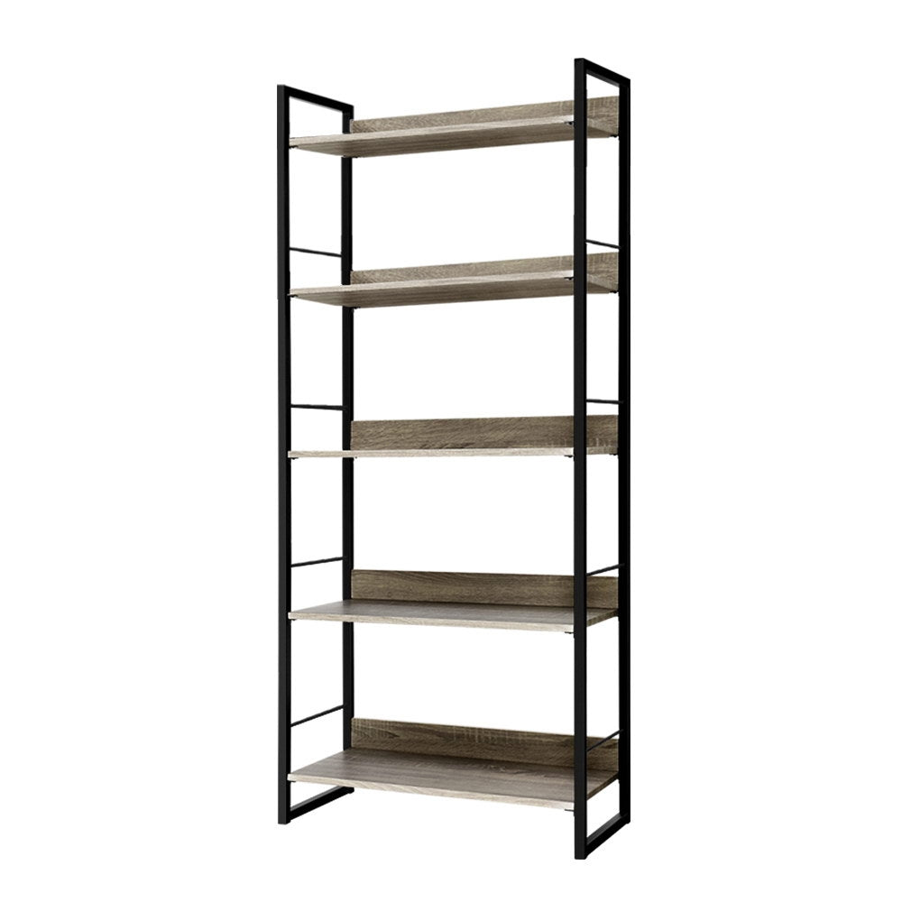 Artiss Bookshelf 5 Tiers - NOE Black and Oak - Cosy Abode