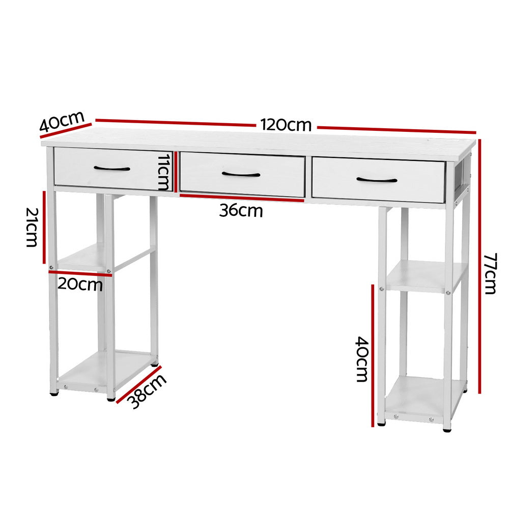 Artiss Computer Desk Drawer Shelves Study Table 120CM White - Cosy Abode