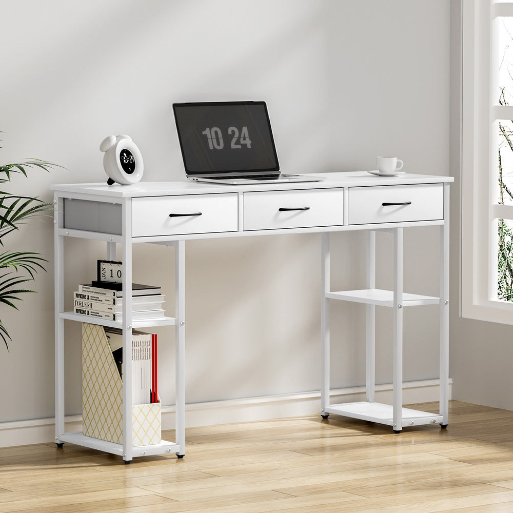 Artiss Computer Desk Drawer Shelves Study Table 120CM White - Cosy Abode