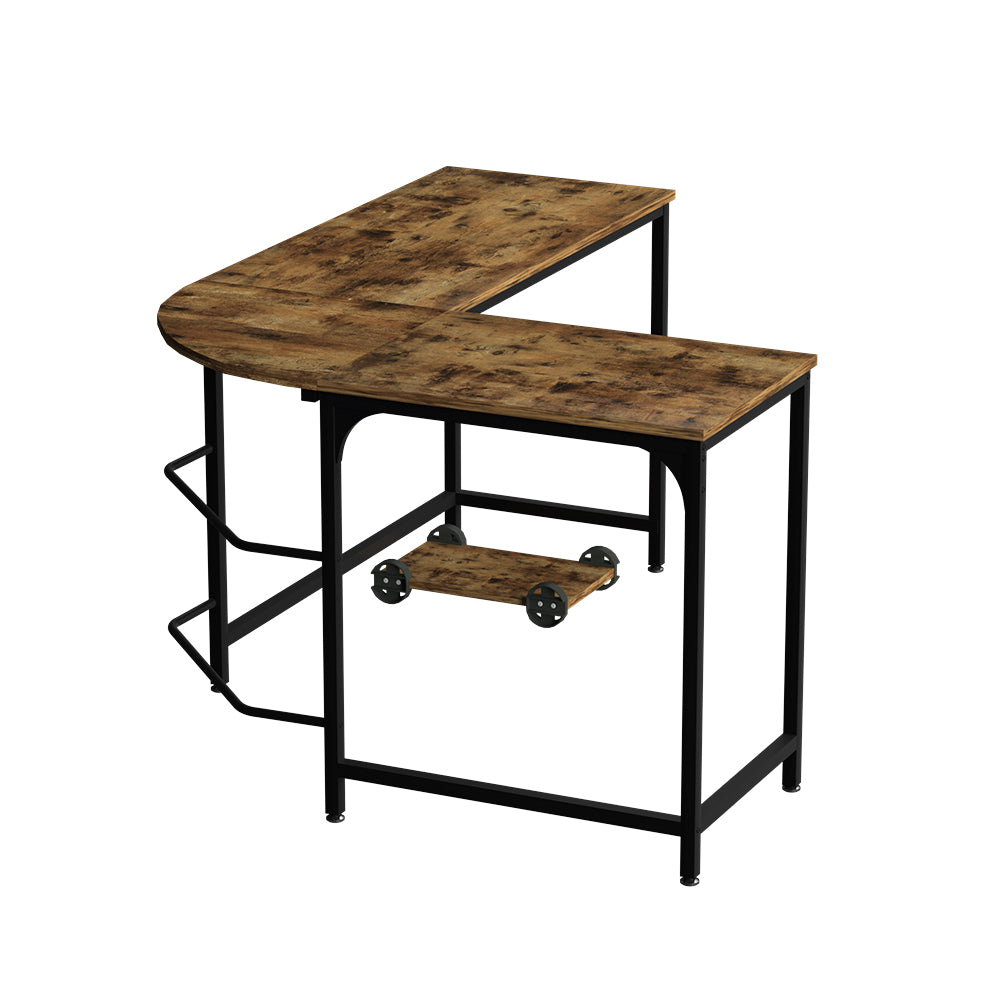 Artiss Computer Desk L-Shape CPU Stand Brown 147CM - Cosy Abode