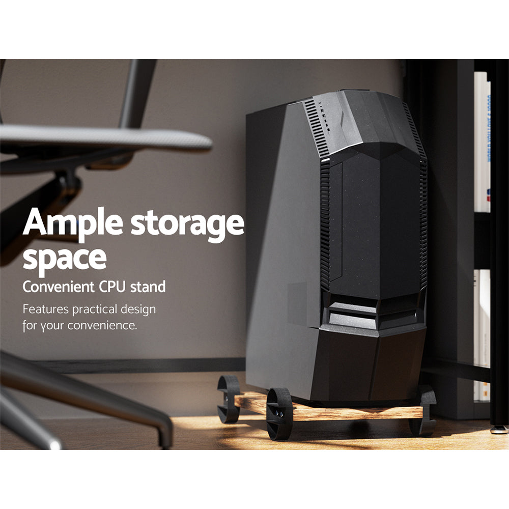 Artiss Computer Desk L-Shape CPU Stand Brown 147CM - Cosy Abode