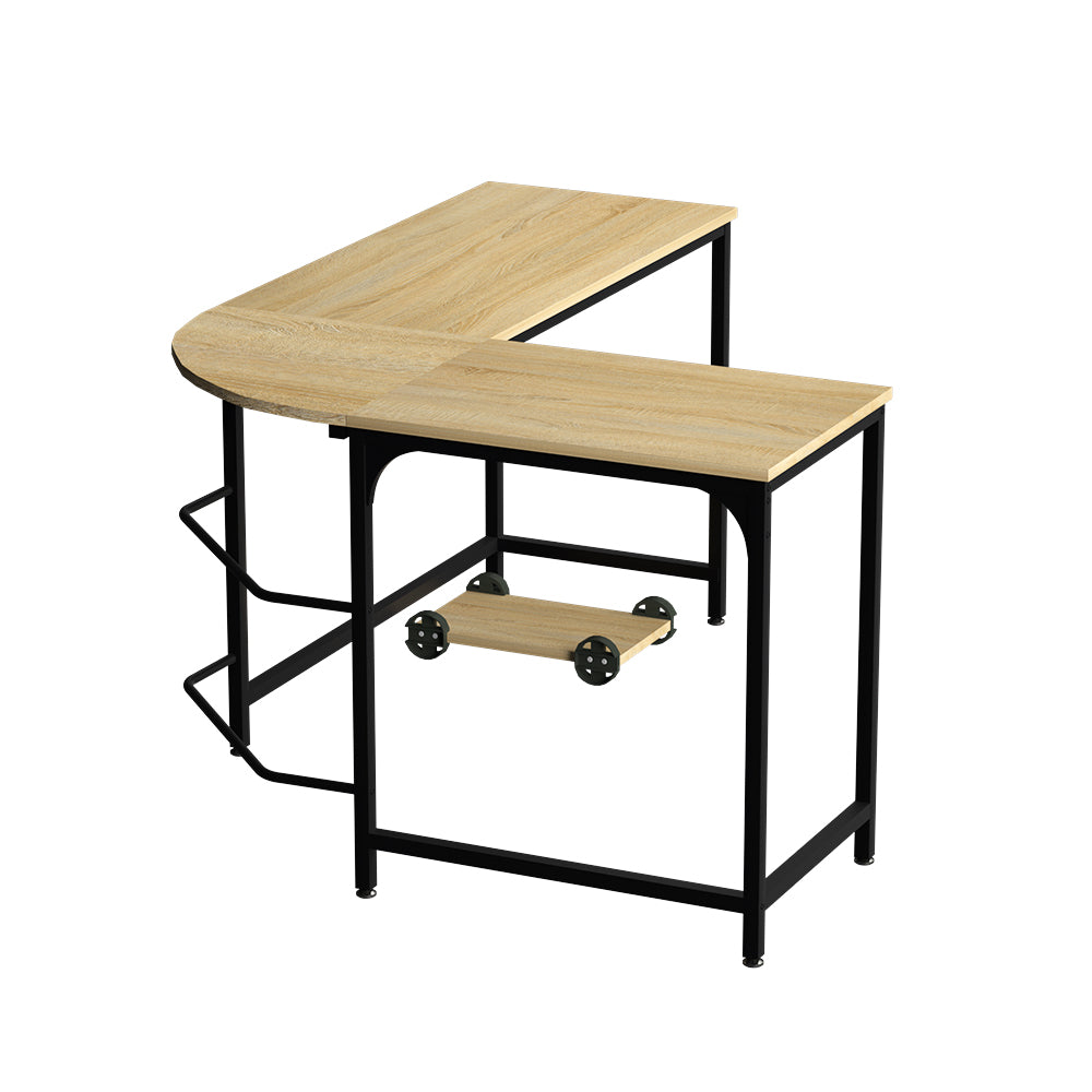Artiss Computer Desk L-Shape CPU Stand Oak 147CM - Cosy Abode