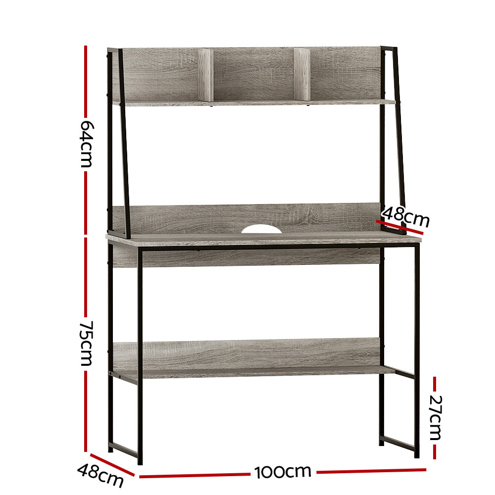 Artiss Laptop Desk & Bookshelf Storage Unit Grey 100CM - Cosy Abode