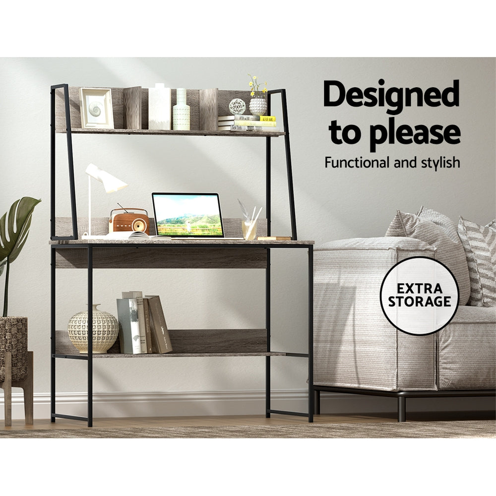 Artiss Laptop Desk & Bookshelf Storage Unit Grey 100CM - Cosy Abode