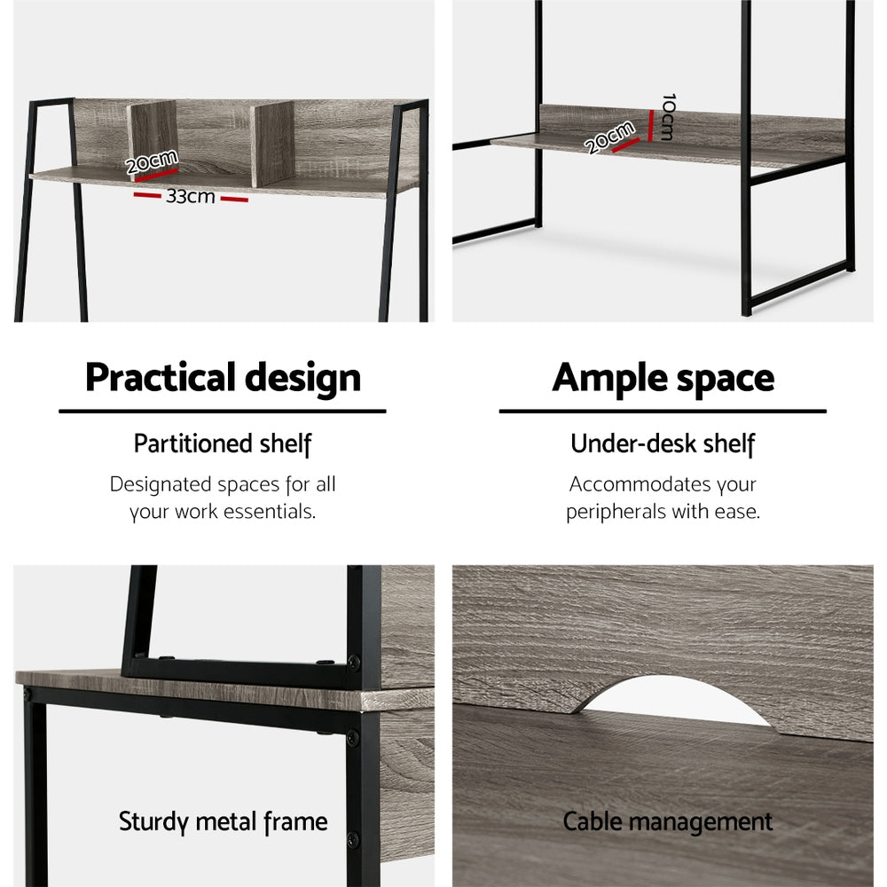 Artiss Laptop Desk & Bookshelf Storage Unit Grey 100CM - Cosy Abode