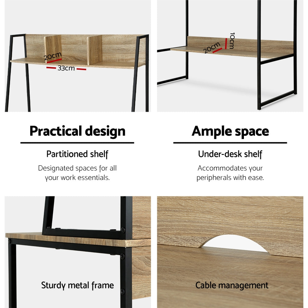 Artiss Computer Desk Bookshelf Storage 100CM Oak - Cosy Abode