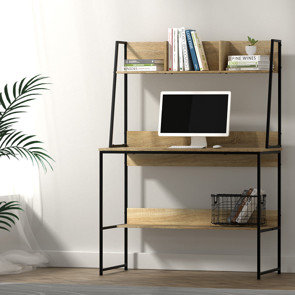 Artiss Computer Desk Bookshelf Storage 100CM Oak - Cosy Abode