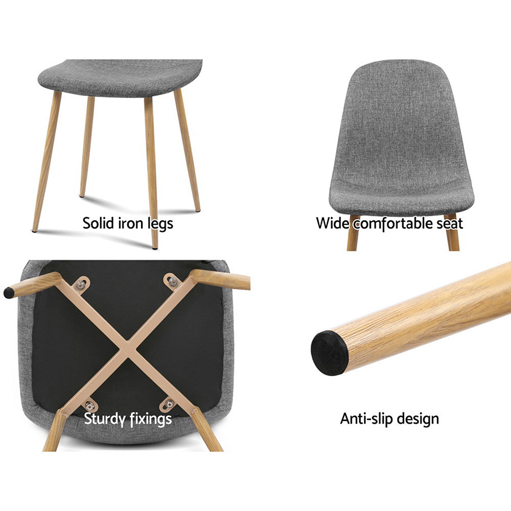 Artiss Dining Chairs Set of 4 Linen Curved Slope Grey - Cosy Abode