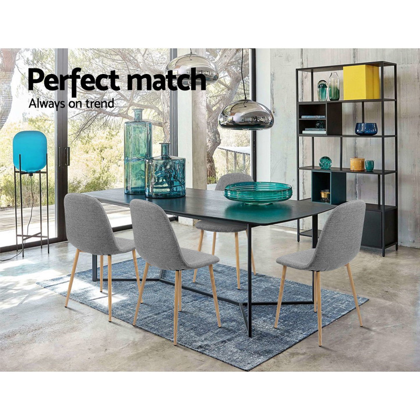 Artiss Dining Chairs Set of 4 Linen Curved Slope Grey - Cosy Abode