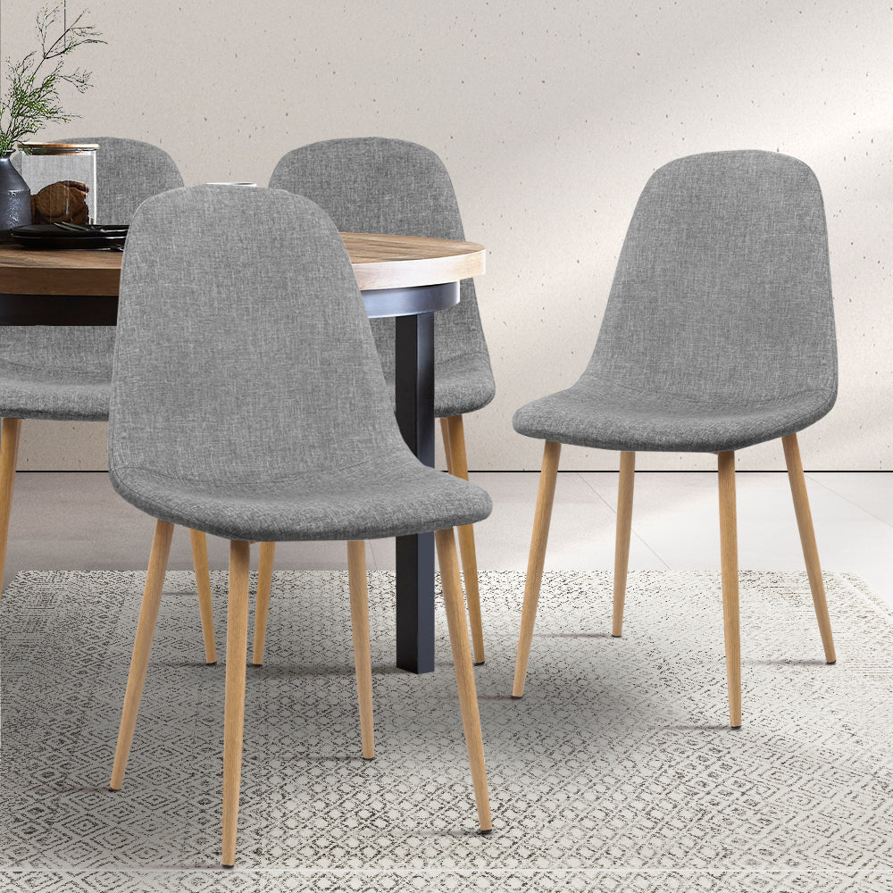 Artiss Dining Chairs Set of 4 Linen Curved Slope Grey - Cosy Abode