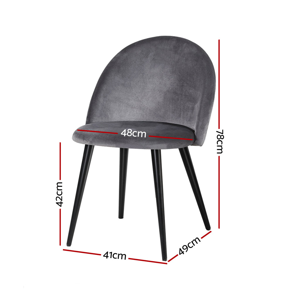 Artiss Dining Chairs Set of 2 Velvet Solid Curved Dark Grey - Cosy Abode