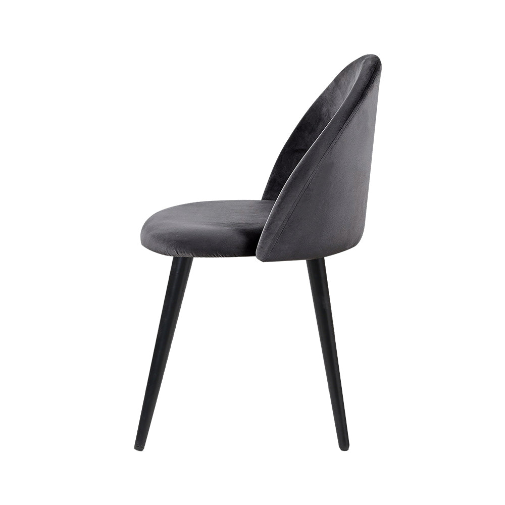 Artiss Dining Chairs Set of 2 Velvet Solid Curved Dark Grey - Cosy Abode