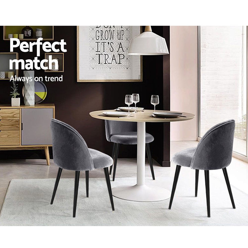 Artiss Dining Chairs Set of 2 Velvet Solid Curved Dark Grey - Cosy Abode