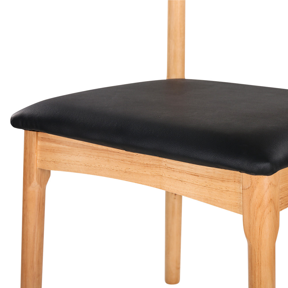 Artiss Dining Chair Rubber Wood Leather Seat Black - Cosy Abode
