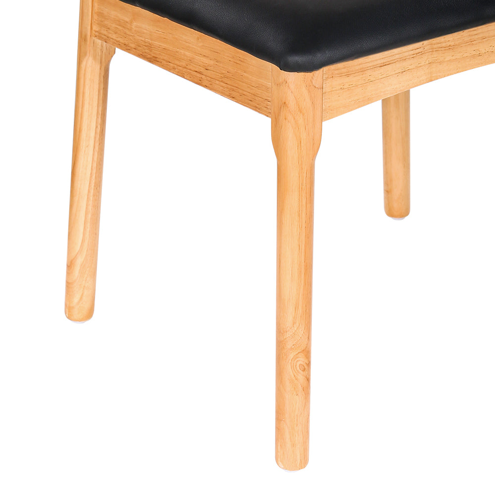 Artiss Dining Chair Rubber Wood Leather Seat Black - Cosy Abode
