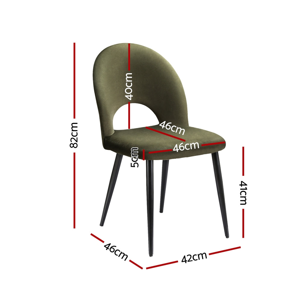 Artiss Dining Chairs Set of 2 Velvet Hollow Green - Cosy Abode