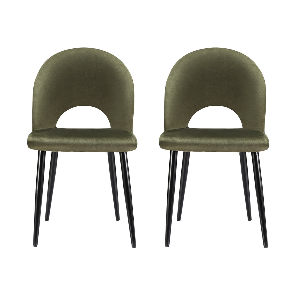 Artiss Dining Chairs Set of 2 Velvet Hollow Green - Cosy Abode