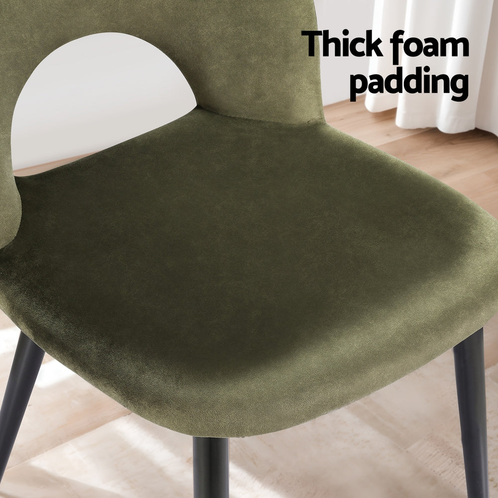 Artiss Dining Chairs Set of 2 Velvet Hollow Green - Cosy Abode