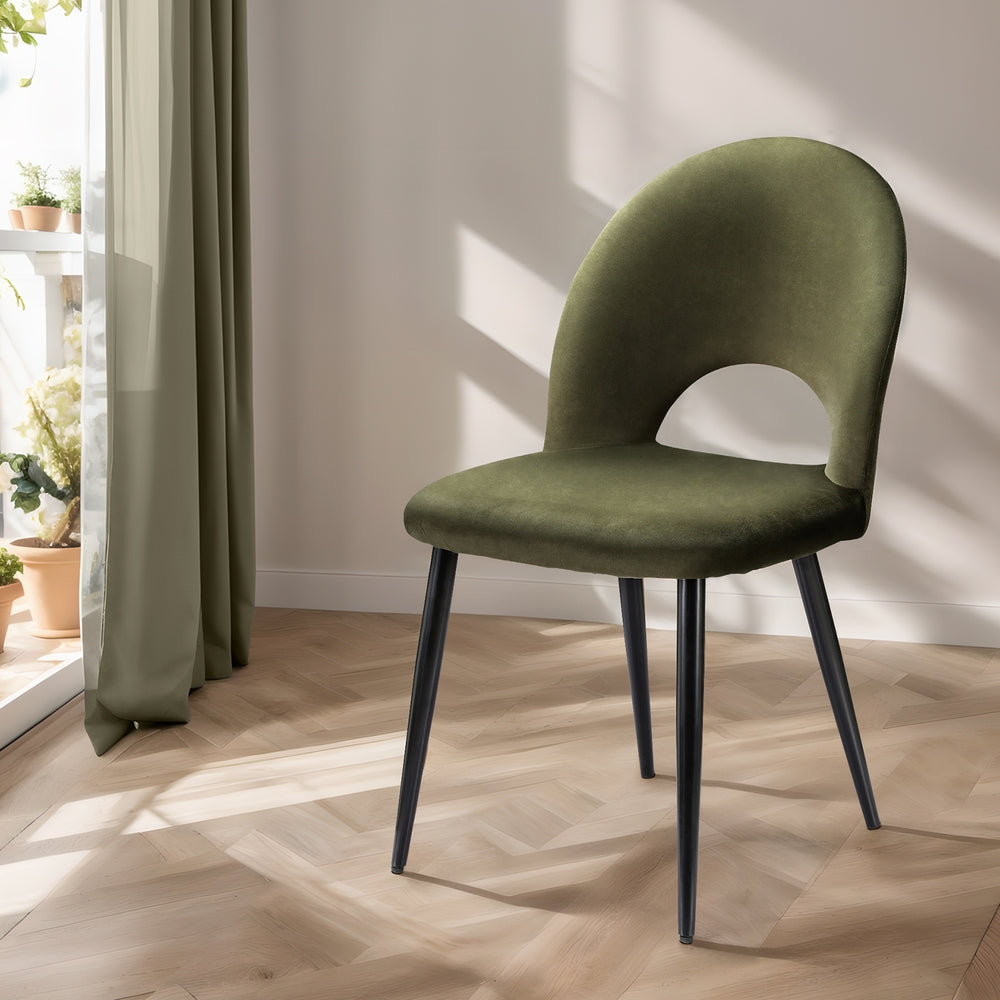 Artiss Dining Chairs Set of 2 Velvet Hollow Green - Cosy Abode