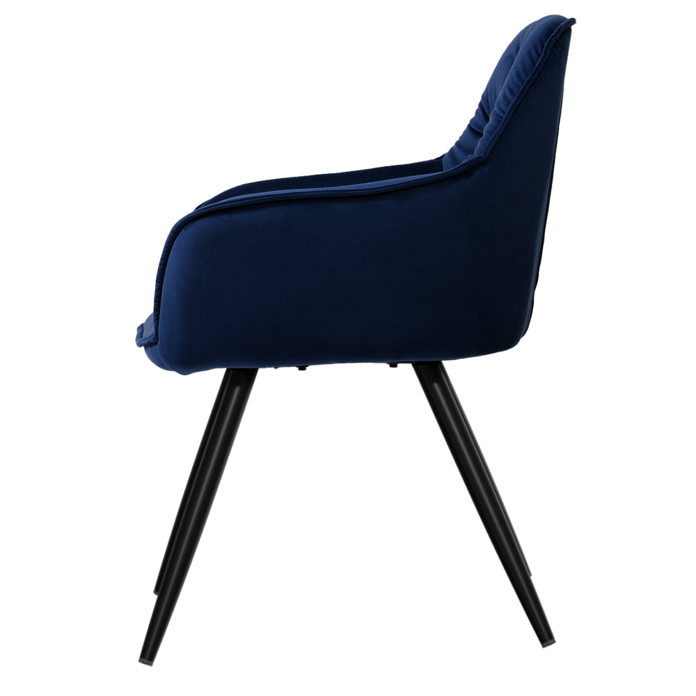 Artiss Dining Chairs Set of 2 Velvet Diamond Tufted Armchair Blue - Cosy Abode