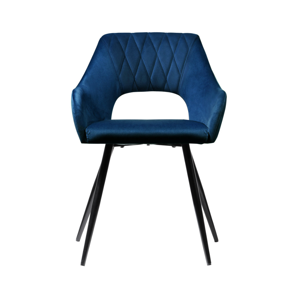 Artiss Dining Chairs Set of 2 Velvet Hollow Armchair Blue - Cosy Abode