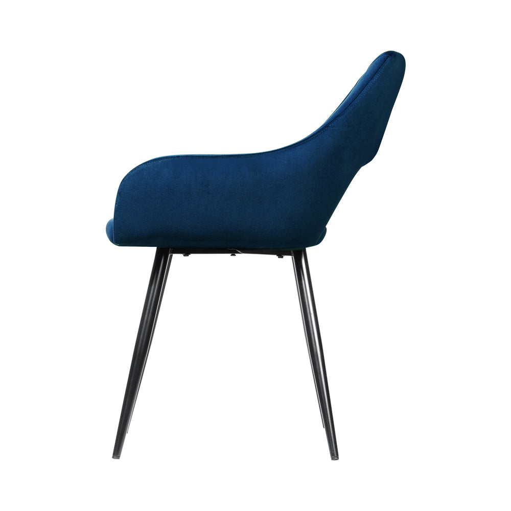 Artiss Dining Chairs Set of 2 Velvet Hollow Armchair Blue - Cosy Abode