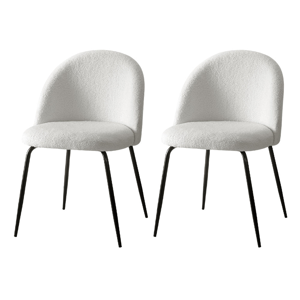 Artiss Dining Chairs Set of 2 Sherpa Boucle White - Cosy Abode