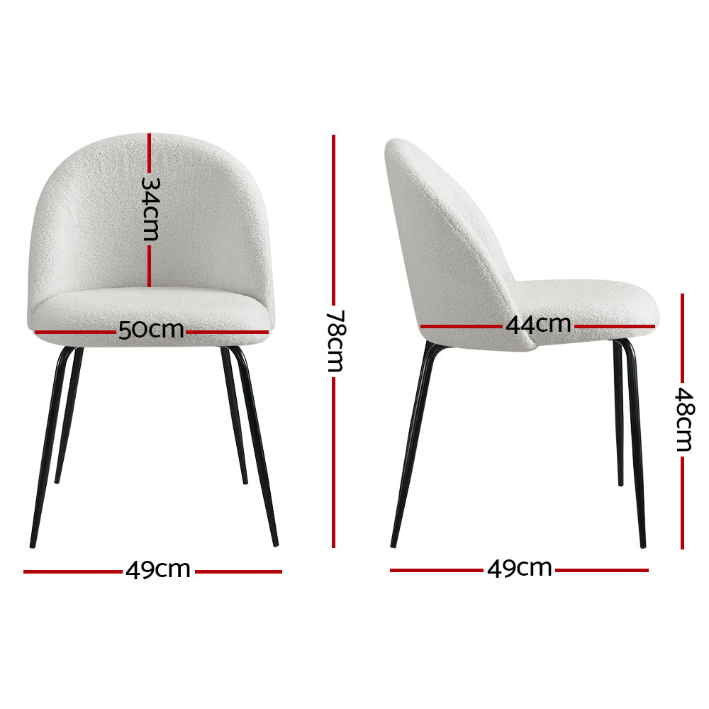 Artiss Dining Chairs Set of 2 Sherpa Boucle White - Cosy Abode