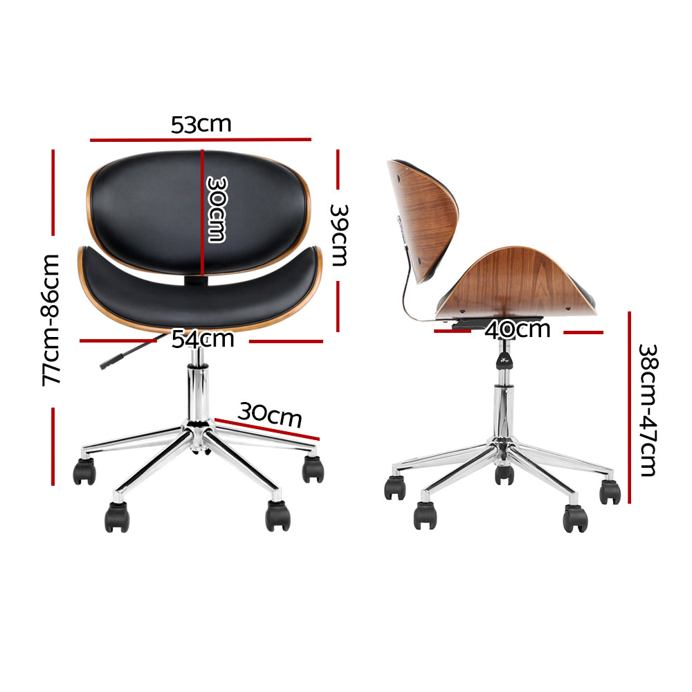 Artiss Wooden Office Chair Leather Seat Black - Cosy Abode